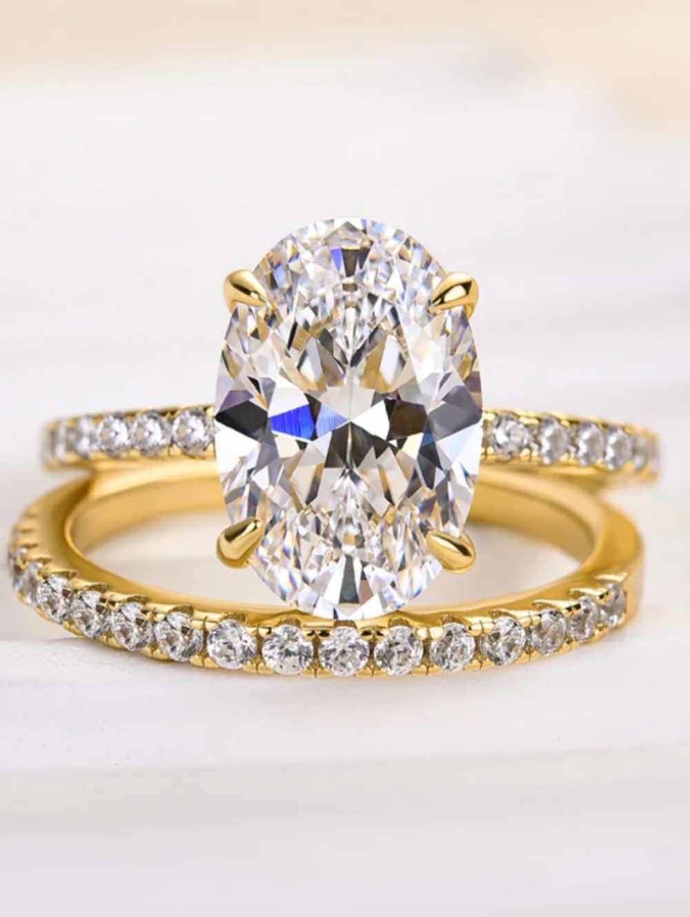 7 CTW Moissanite Wedding Set 18k over 925. Sz 6